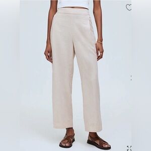 Madewell Pull on Linen Tan Straight Crop Pants Women’s Size 8 Petite NWT